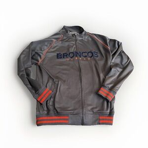 Denver Broncos Majestic Bomber Jacket Gray Orange LT NFL Team Apparel